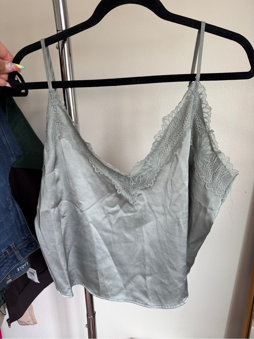 Abercrombie & Fitch Lace-Trim Cami in Sage